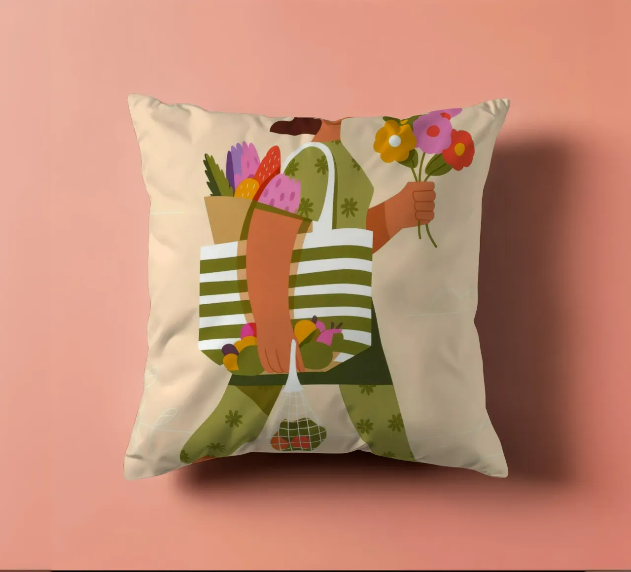 Flower Shopper decorative cushion by Emery Kate