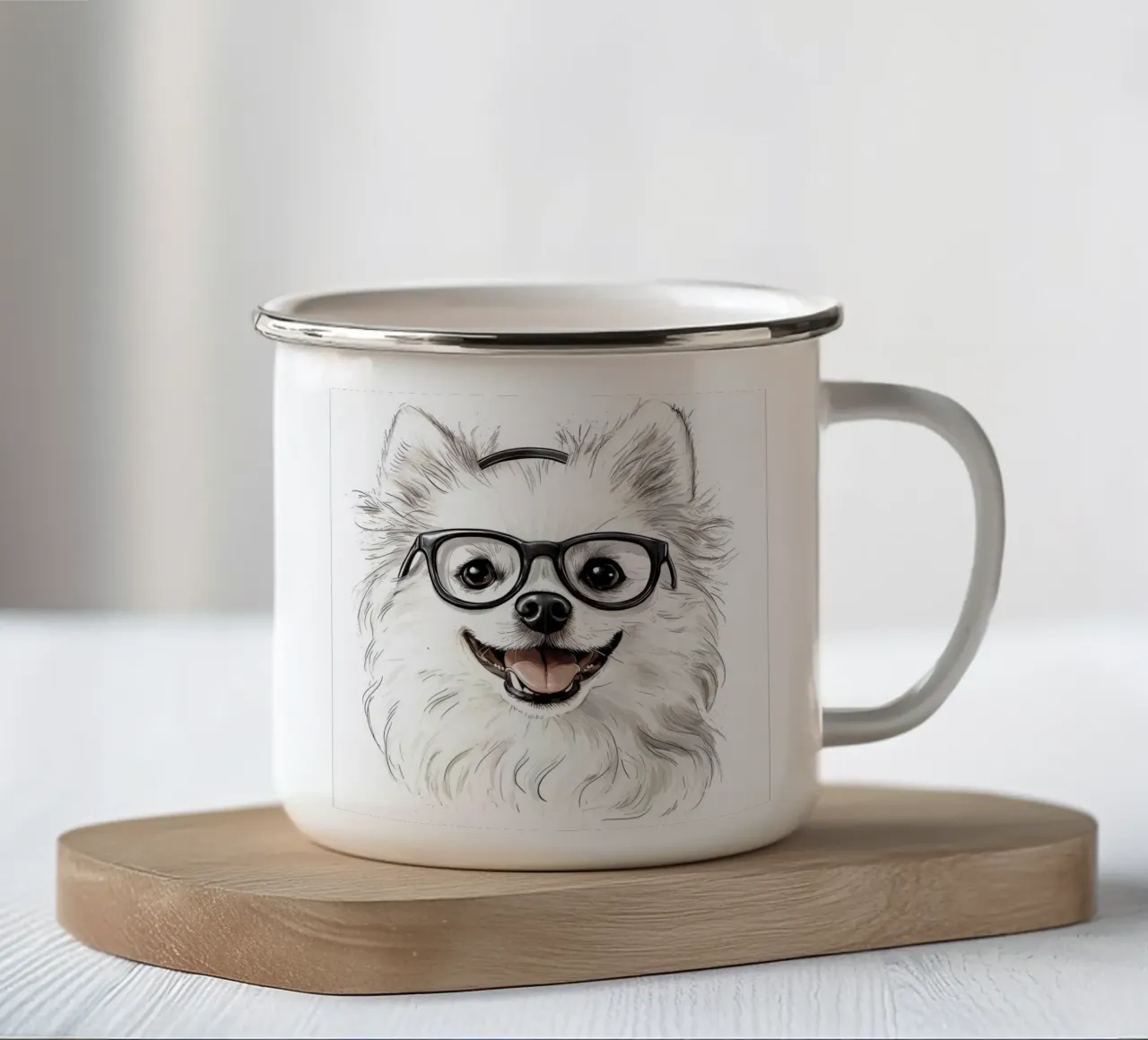 Divertente Eschimese americano con gli occhiali tazza in smalto da Funny Animals