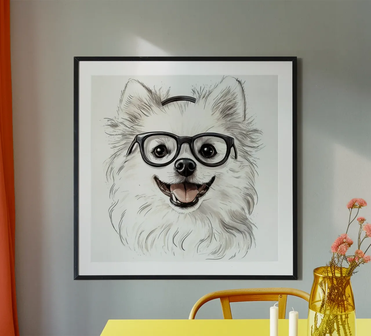 Divertente Eschimese americano con gli occhiali poster con telaio in legno da Funny Animals