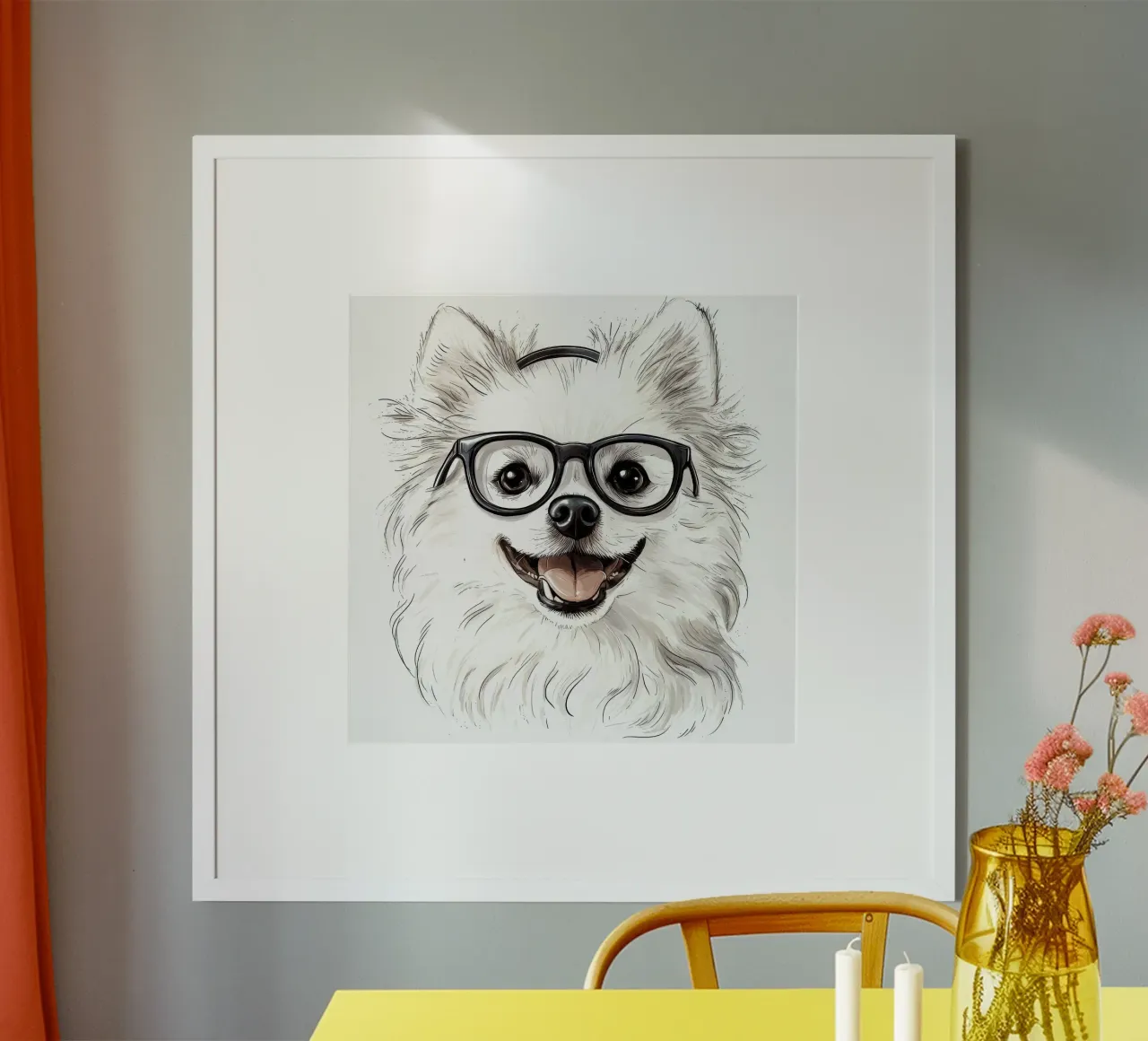 Divertente Eschimese americano con gli occhiali poster con telaio in legno da Funny Animals