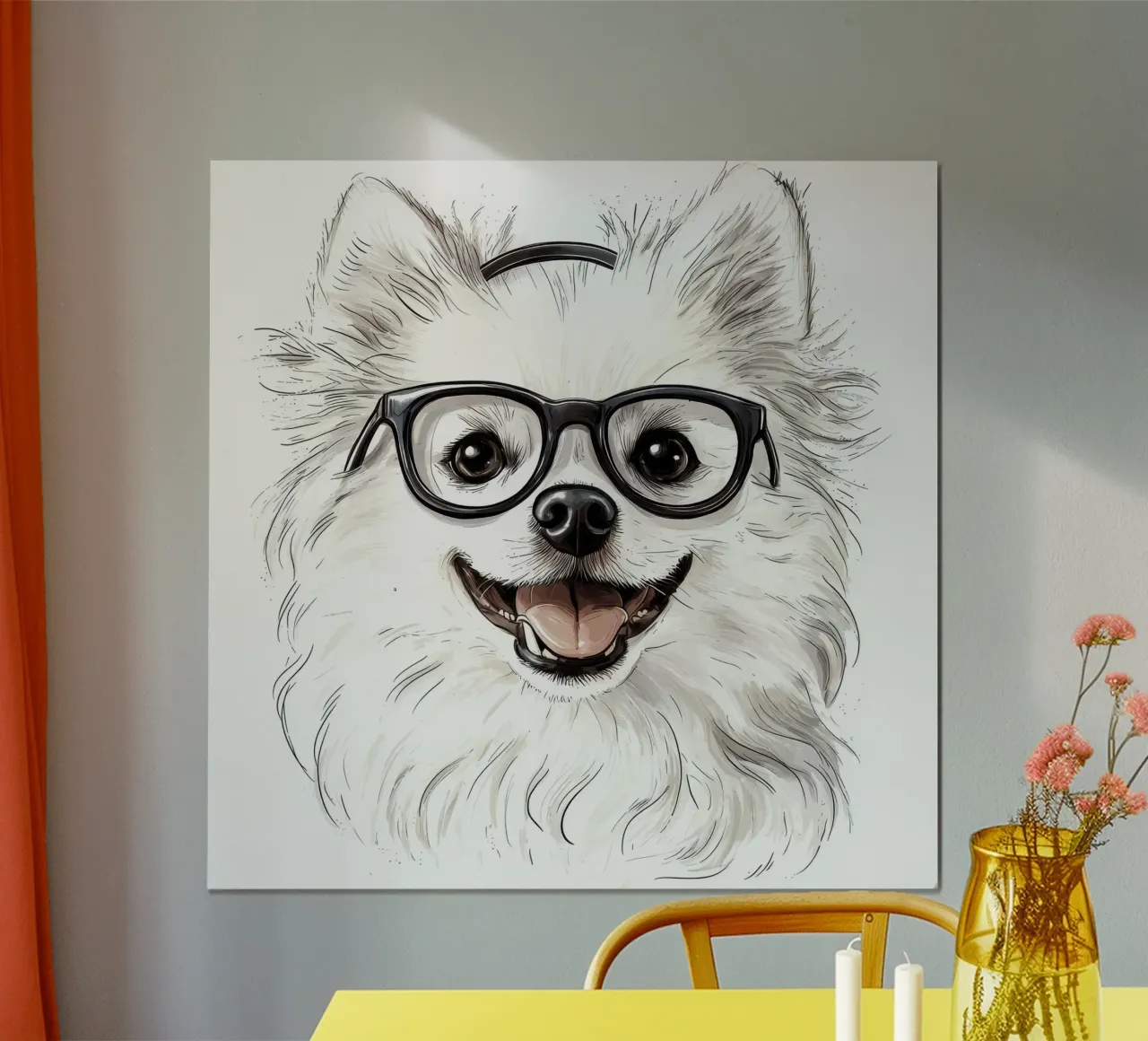 Divertente Eschimese americano con gli occhiali poster con telaio in legno da Funny Animals