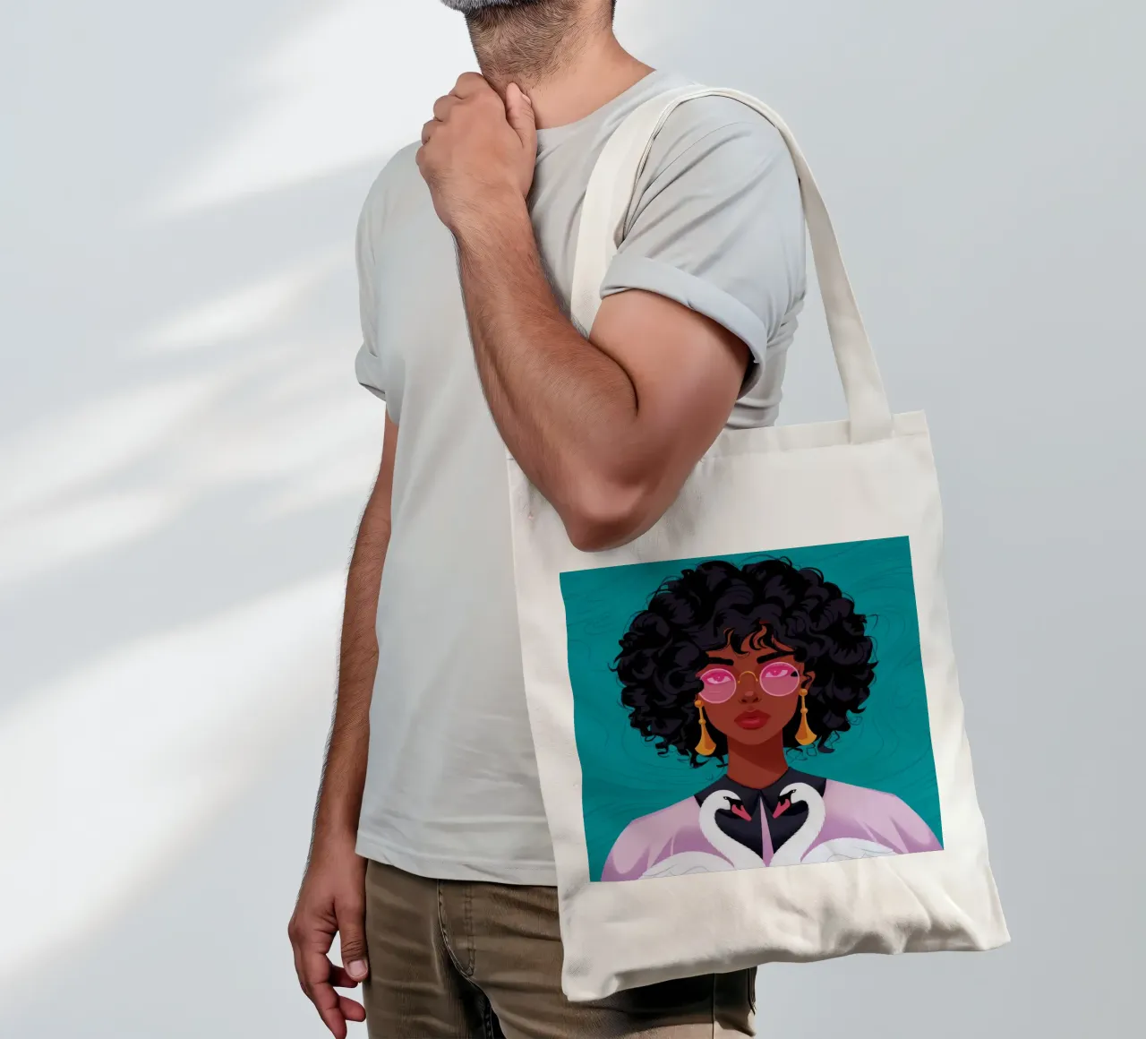 Cygnes aux cheveux bouclés tote bag de Emery Kate