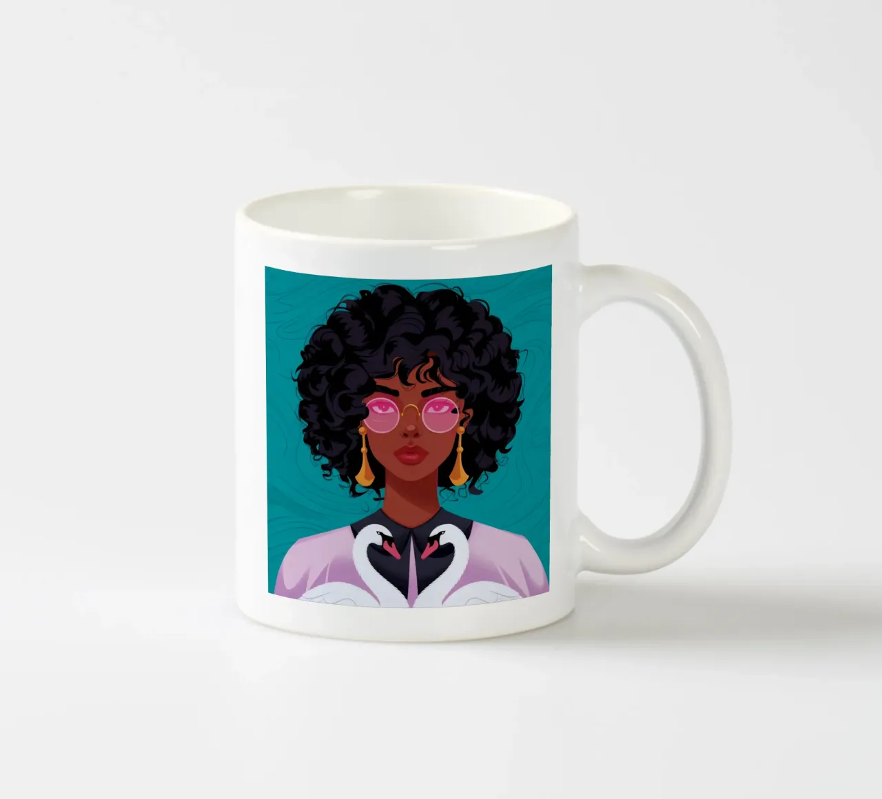 Cigni dai capelli ricci tazza in ceramica da Emery Kate