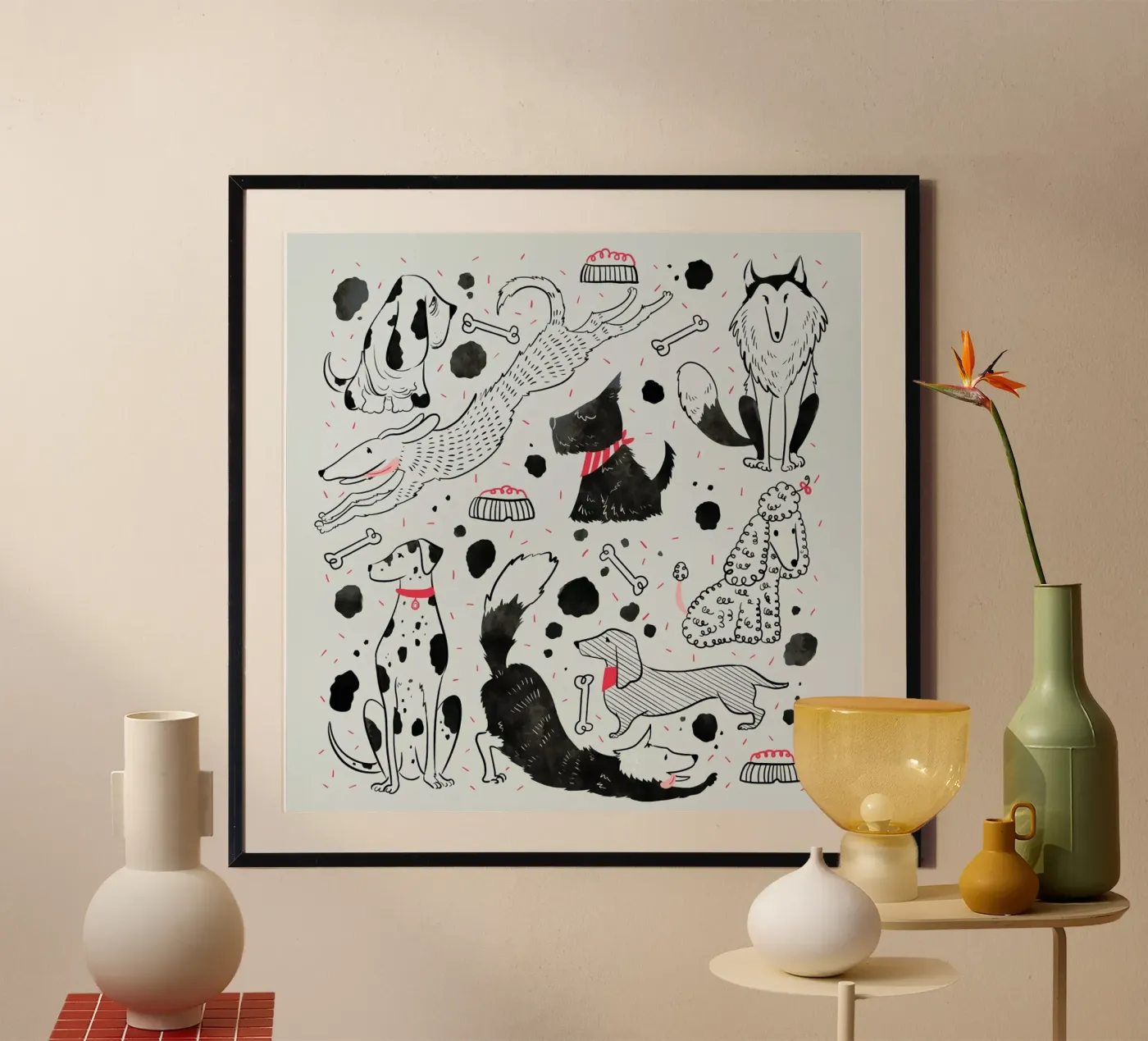 Dogs poster van Moira Scicluna Zahra