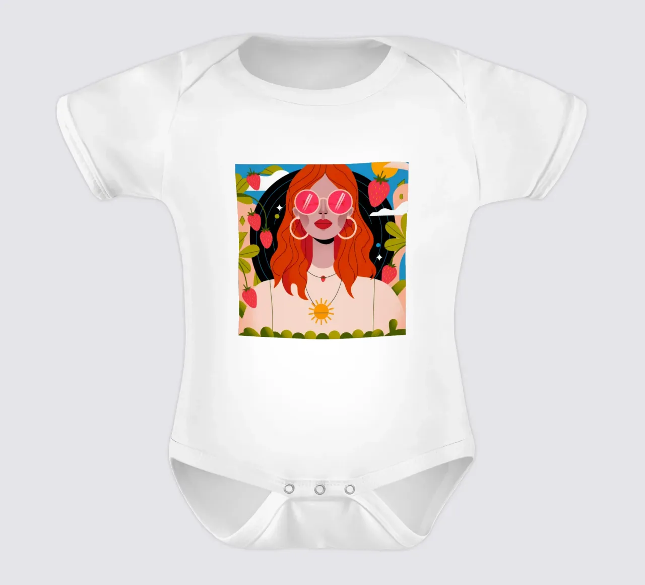 Campi di fragole body neonato maniche corte da Emery Kate
