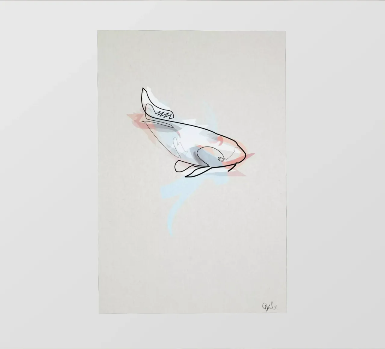 One Line Koi Fish pellicola backlit da Quibe