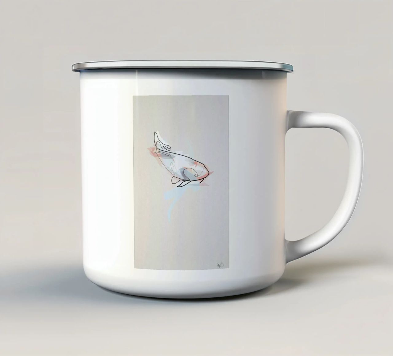 One Line Koi Fish tazza in smalto da Quibe