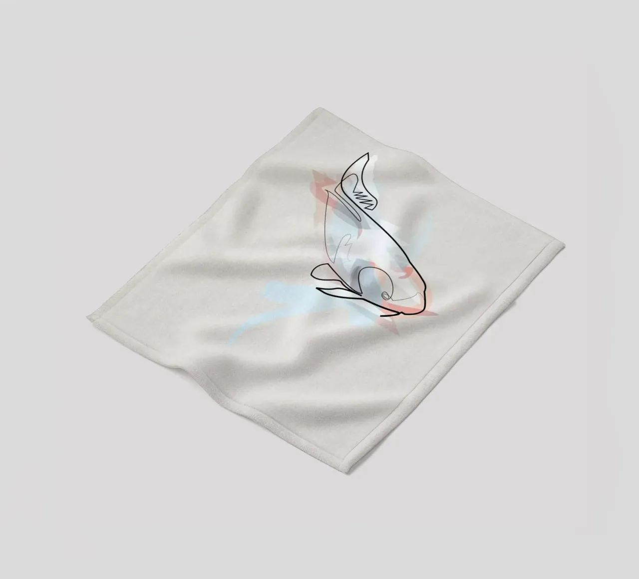 One Line Koi Fish Fleecedecke von Quibe