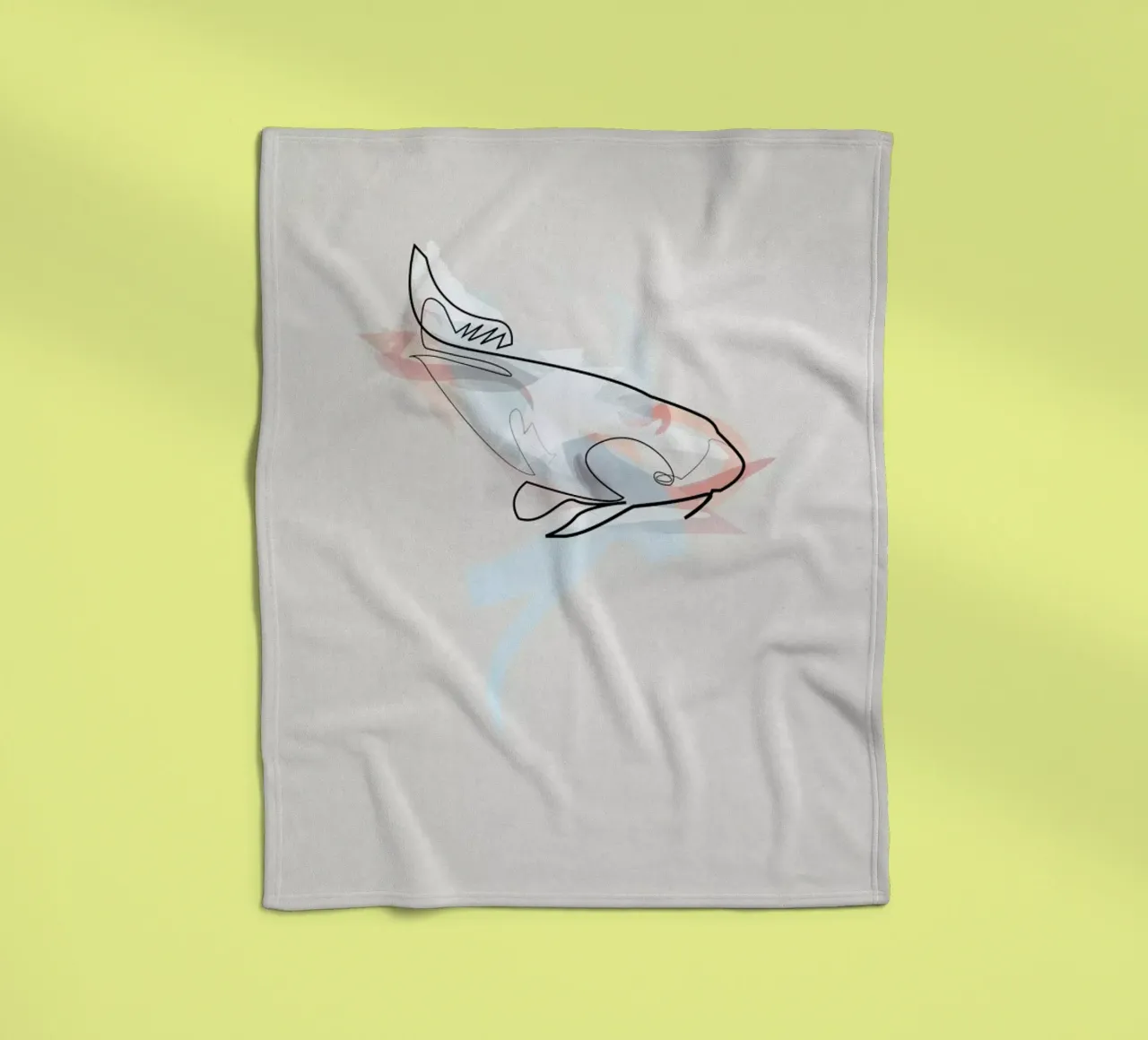One Line Koi Fish Fleecedecke von Quibe