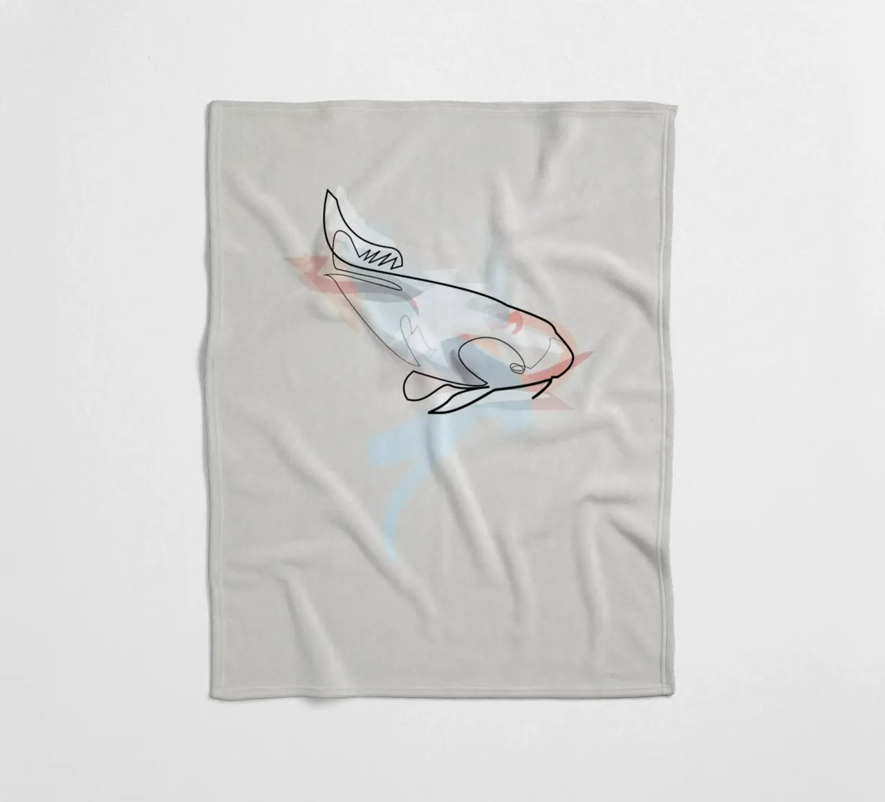 One Line Koi Fish Fleecedecke von Quibe