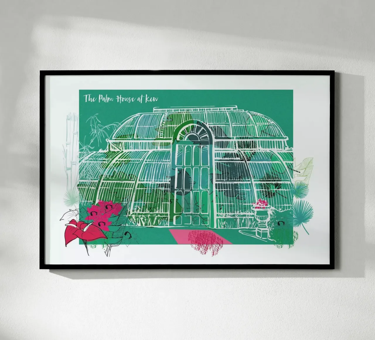 The Palm House poster avec cadre en bois de Rocket68