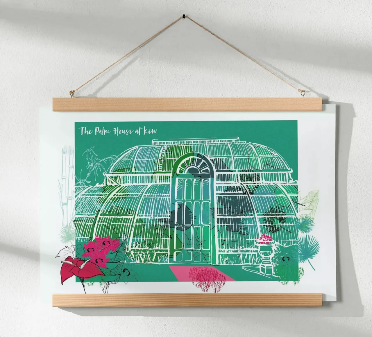 The Palm House poster avec cadre en bois de Rocket68