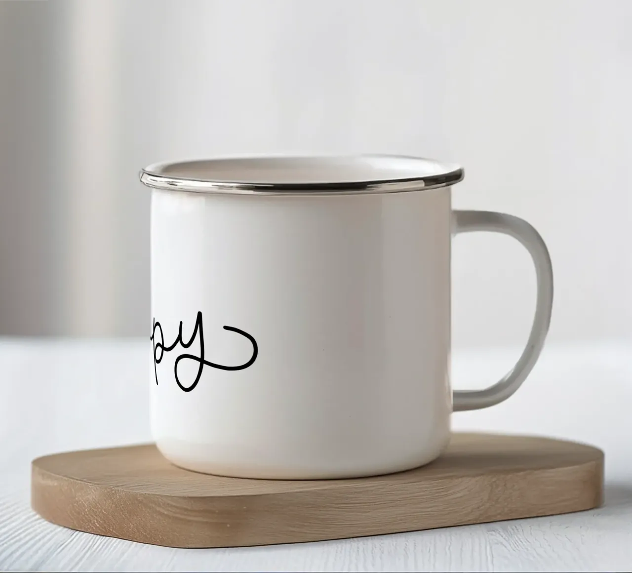 happy tazza in smalto da LIMITED EDITION LETTERS