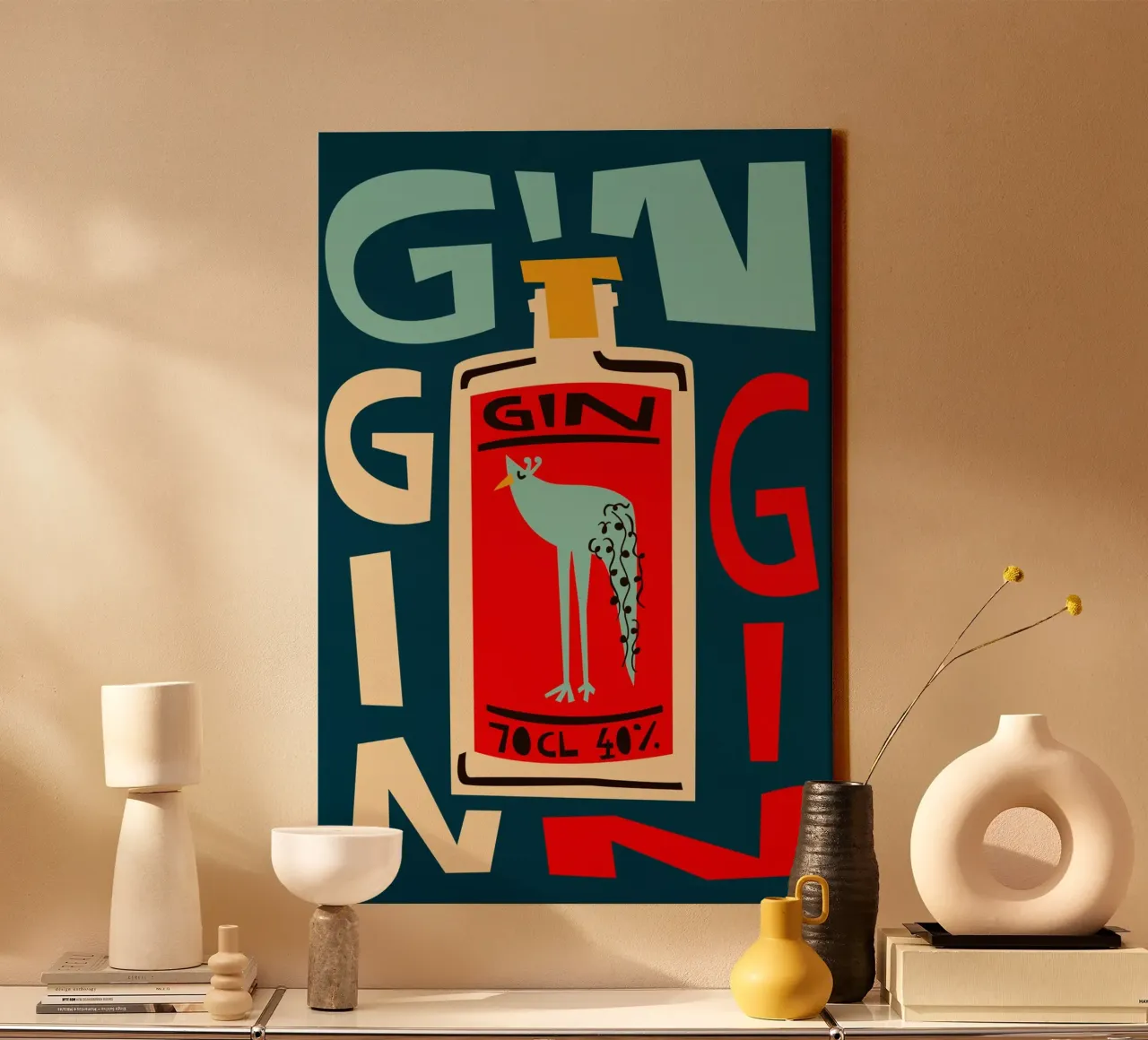 Gin Gin Gin tela con Cornice a cassetta da Fox & Velvet