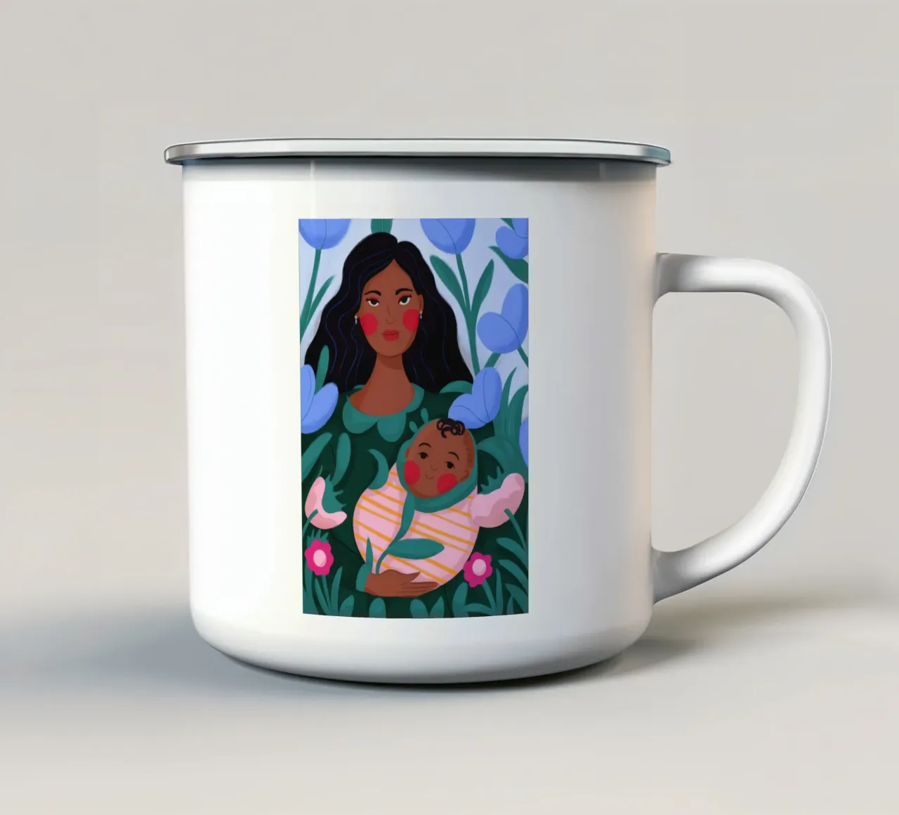 Mutter-Kind-Bindung Emaille Tasse von Emery Kate