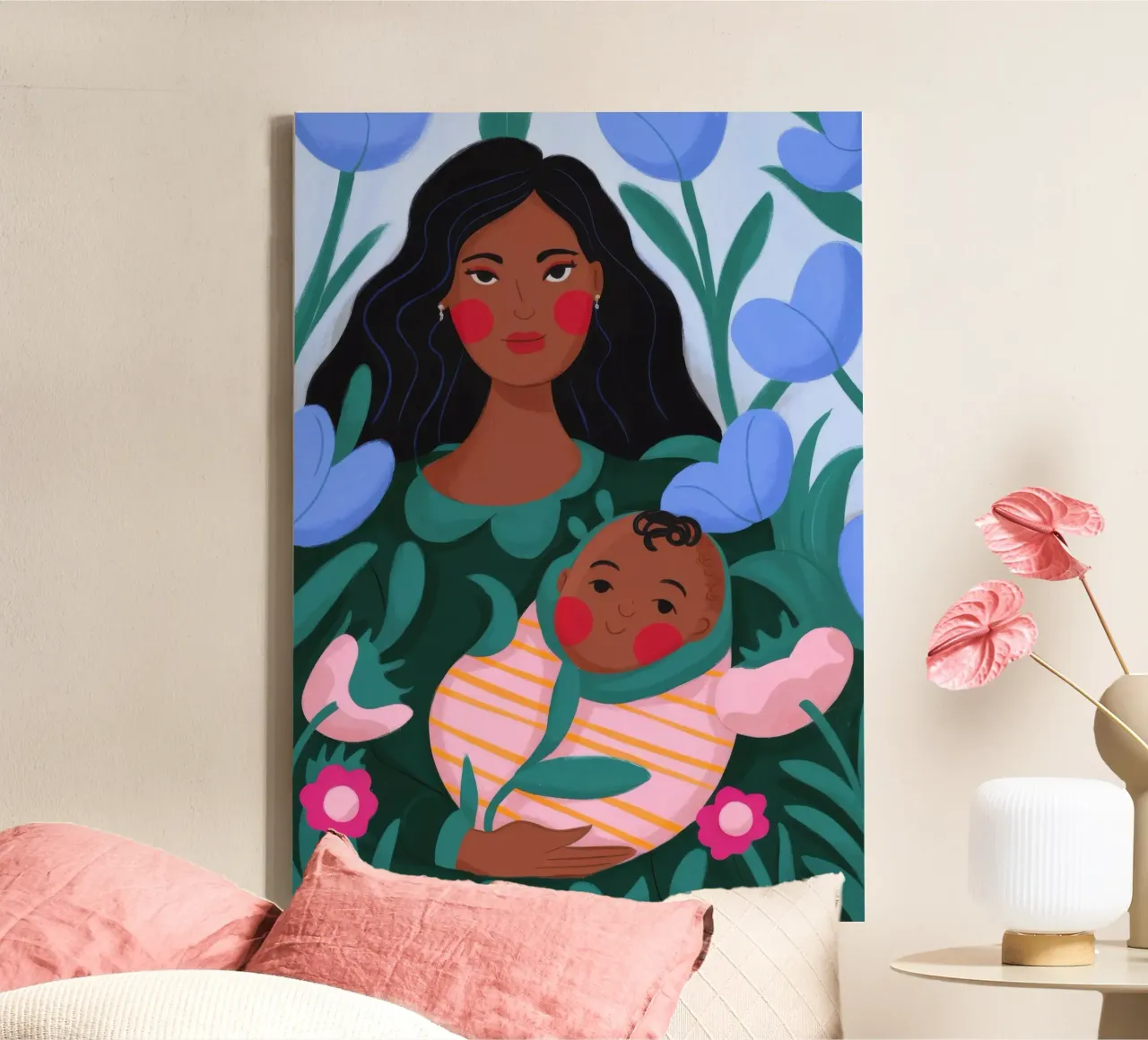 Mutter-Kind-Bindung Leinwand mit Schattenfugenrahmen von Emery Kate