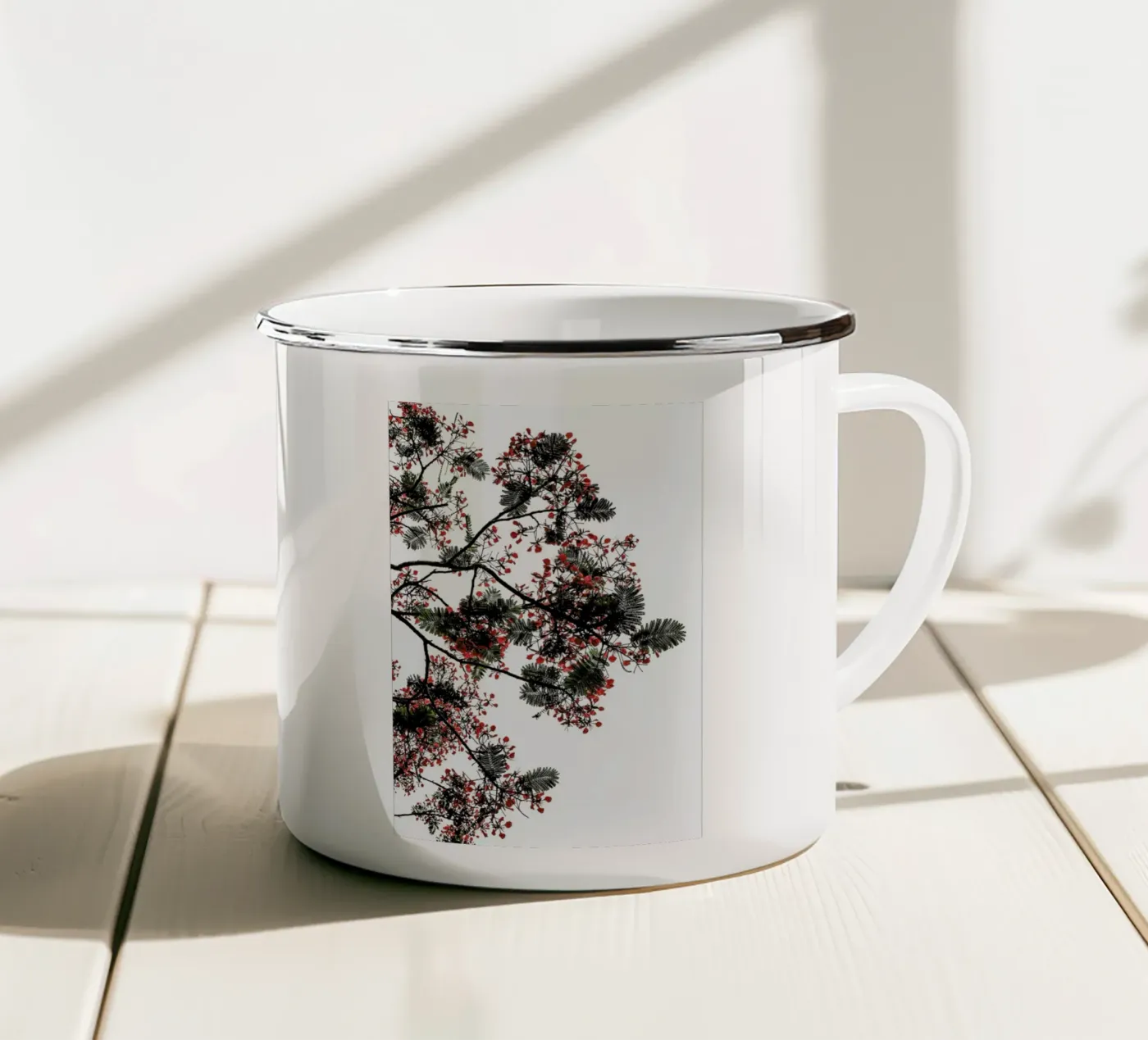 Flamboyant enamel mug by Shot By Clint
