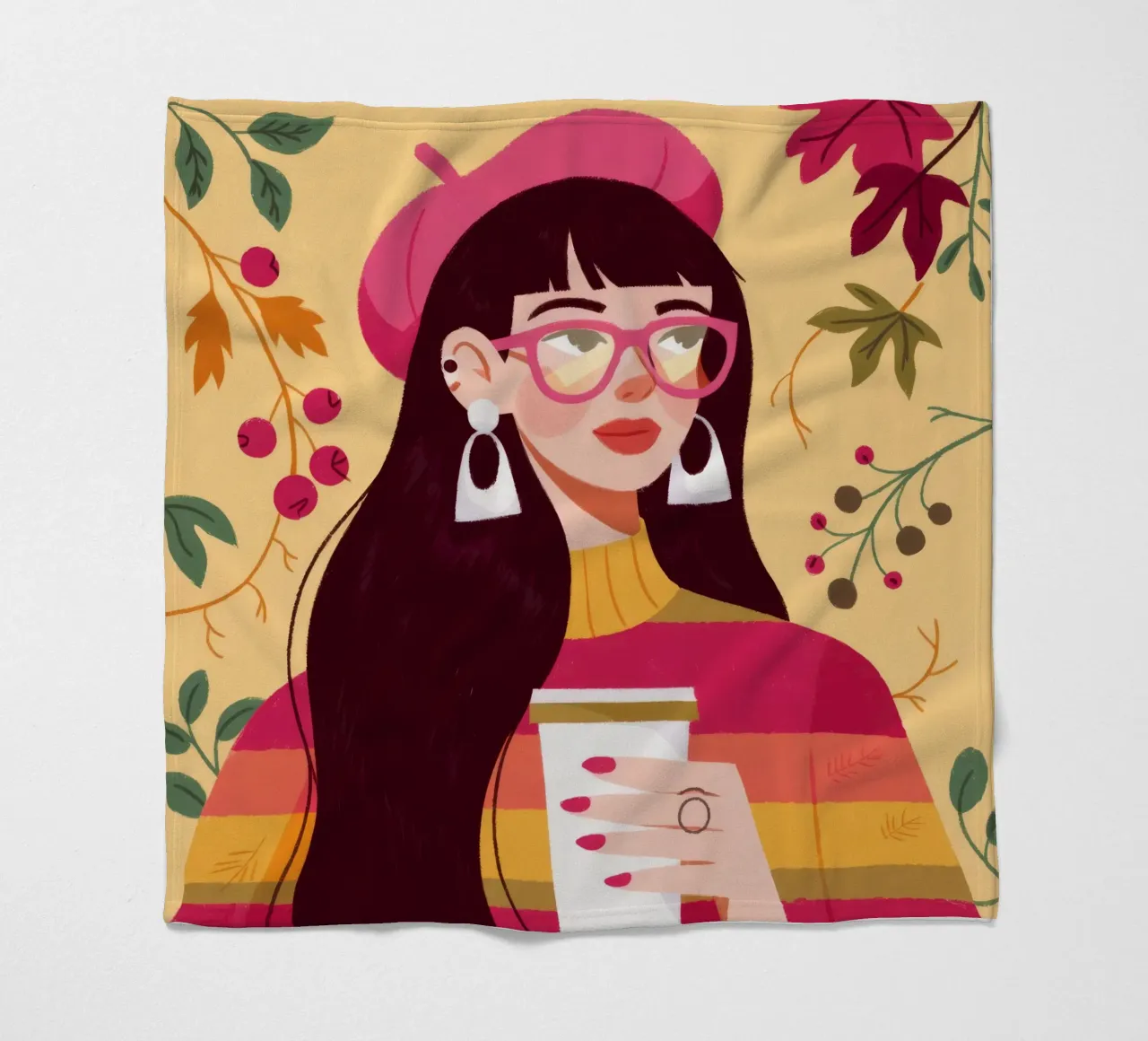 Herbst-Kaffeepause Fleecedecke von Emery Kate