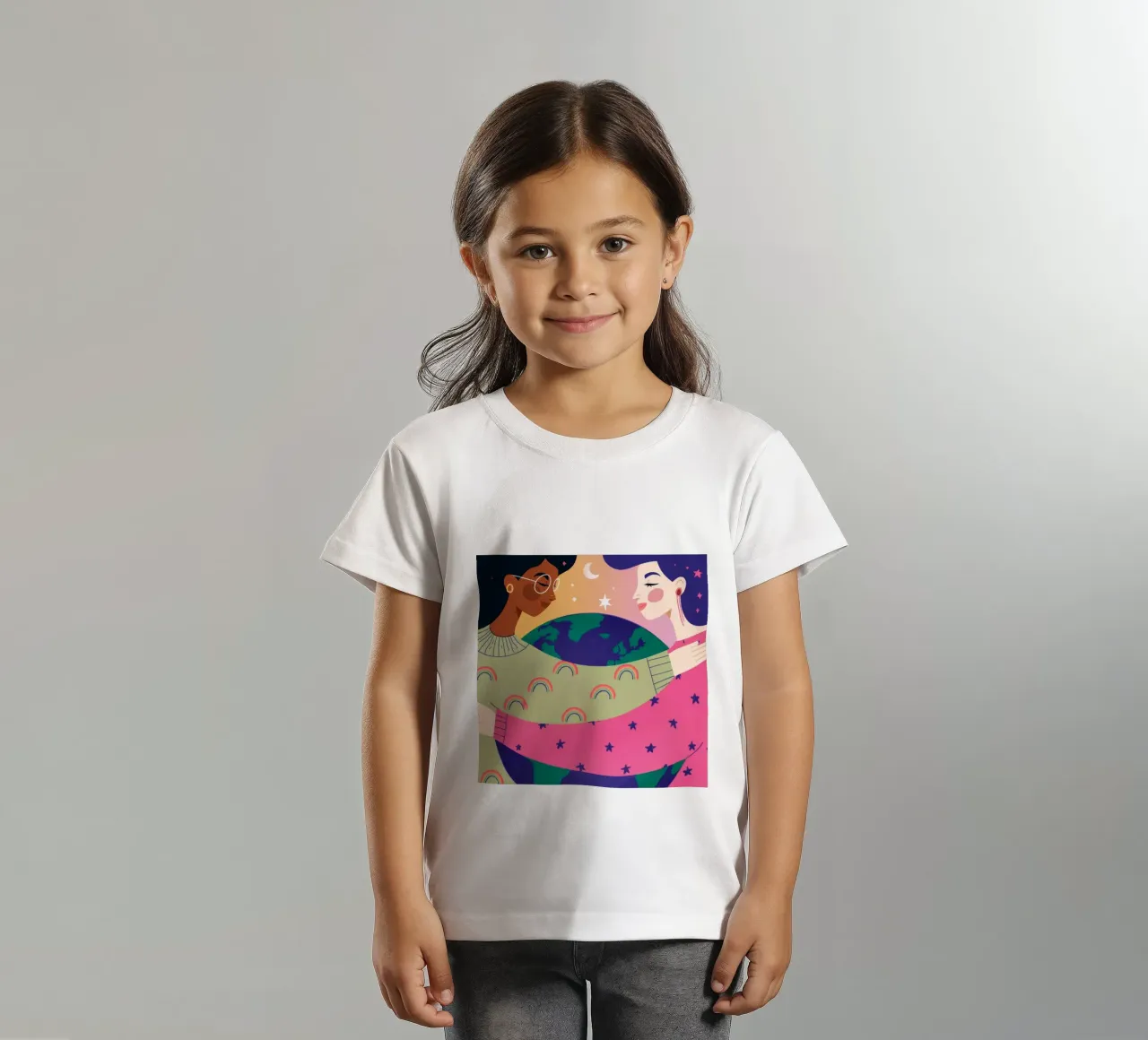 Die Welt umarmt die Einheit Kinder T-Shirt von Emery Kate