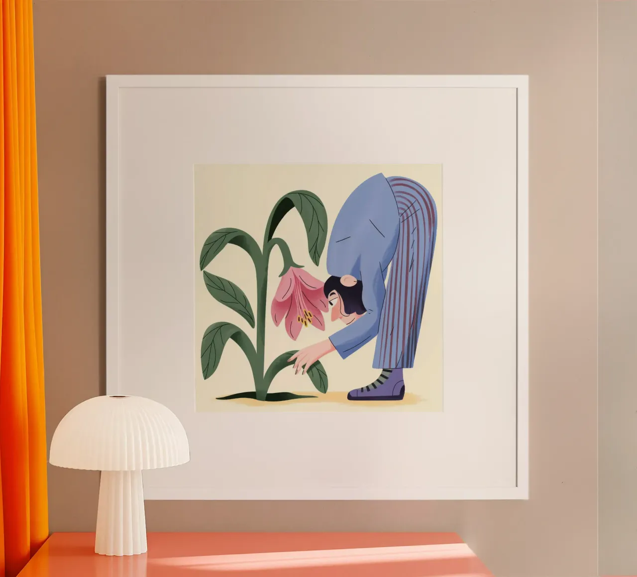 Ispezione del fiore rosa poster con telaio in legno da Emery Kate