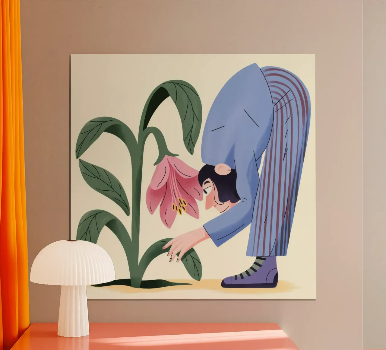 Ispezione del fiore rosa poster con telaio in legno da Emery Kate