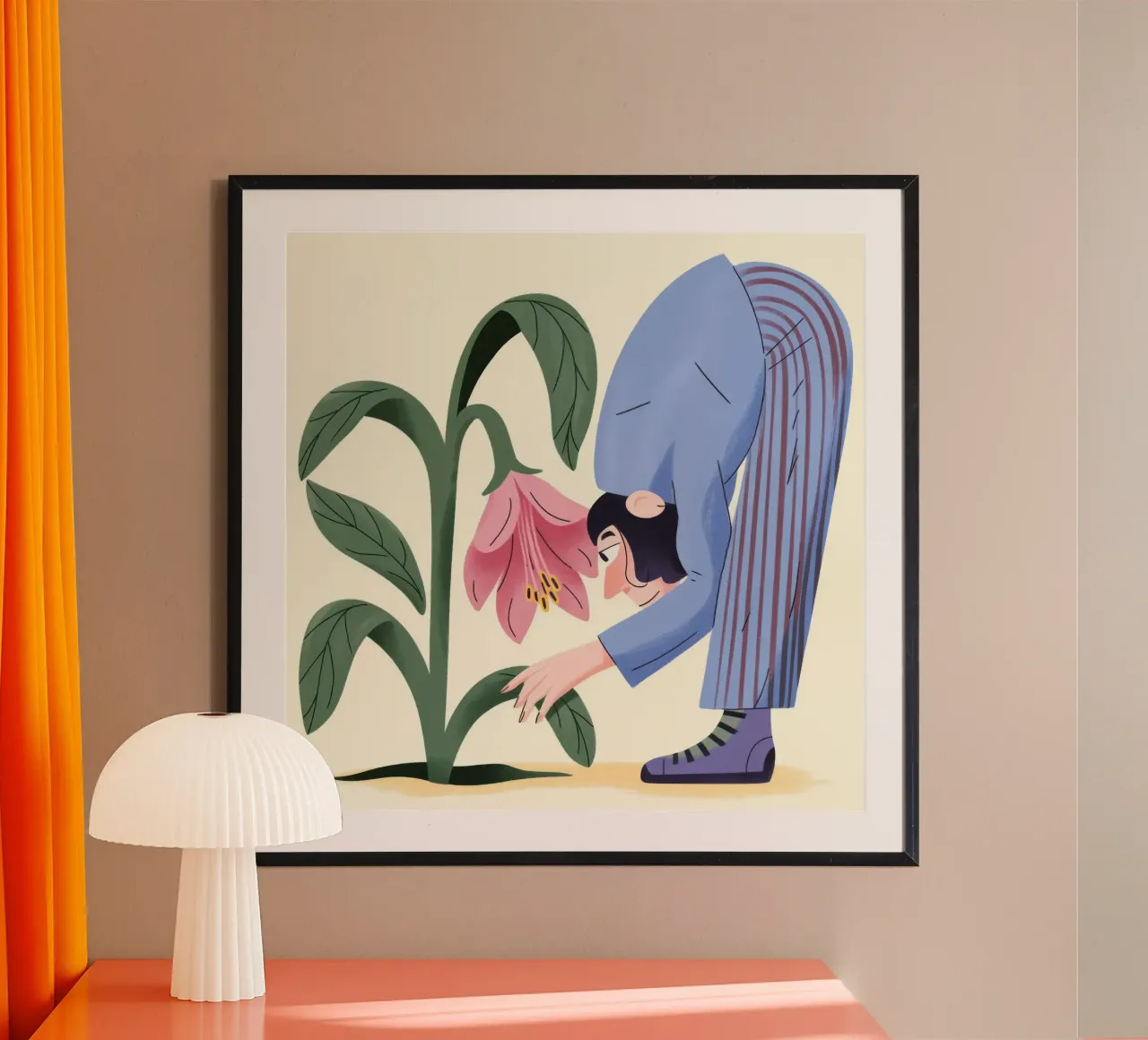 Ispezione del fiore rosa poster con telaio in legno da Emery Kate