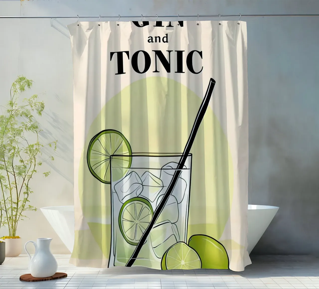 Gin and Tonic poster shower curtain by 🎁 ARTVI-SHOP