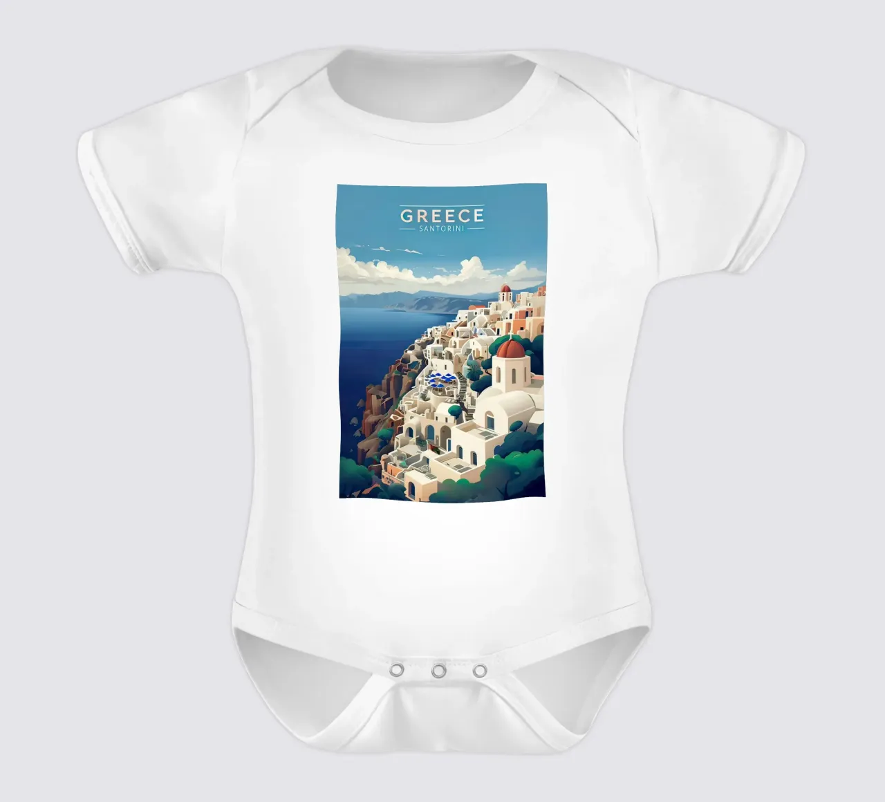 Greece santorini poster body neonato maniche corte da 🎁 ARTVI-SHOP
