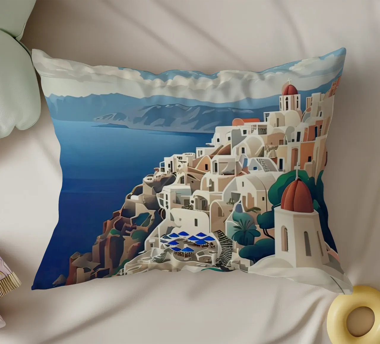 Greece santorini poster cuscino da 🎁 ARTVI-SHOP