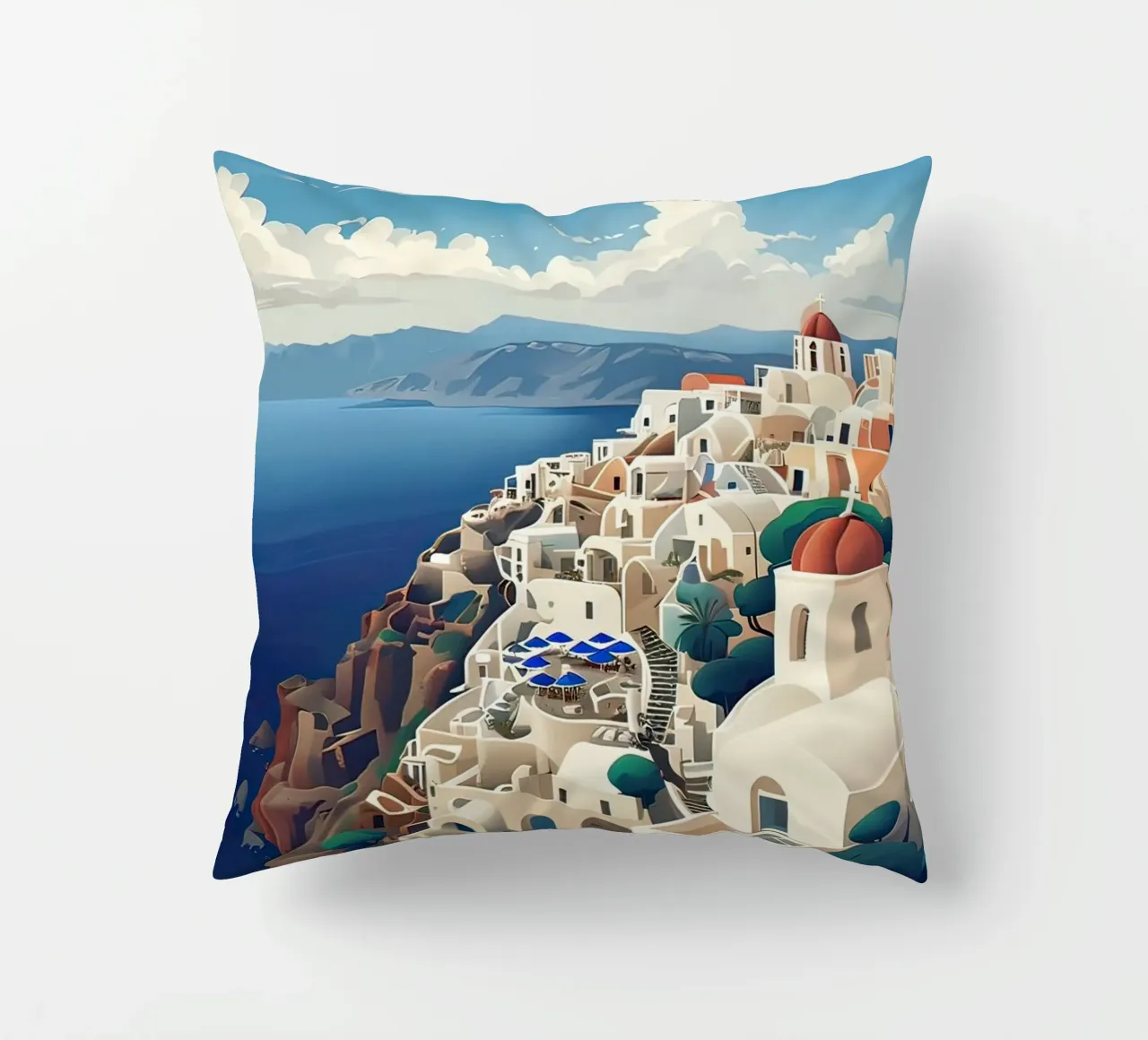 Greece santorini poster cuscino da 🎁 ARTVI-SHOP