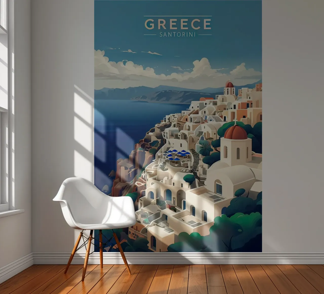 Grecia santorini cartel papel para pared de 🎁 ARTVI-SHOP