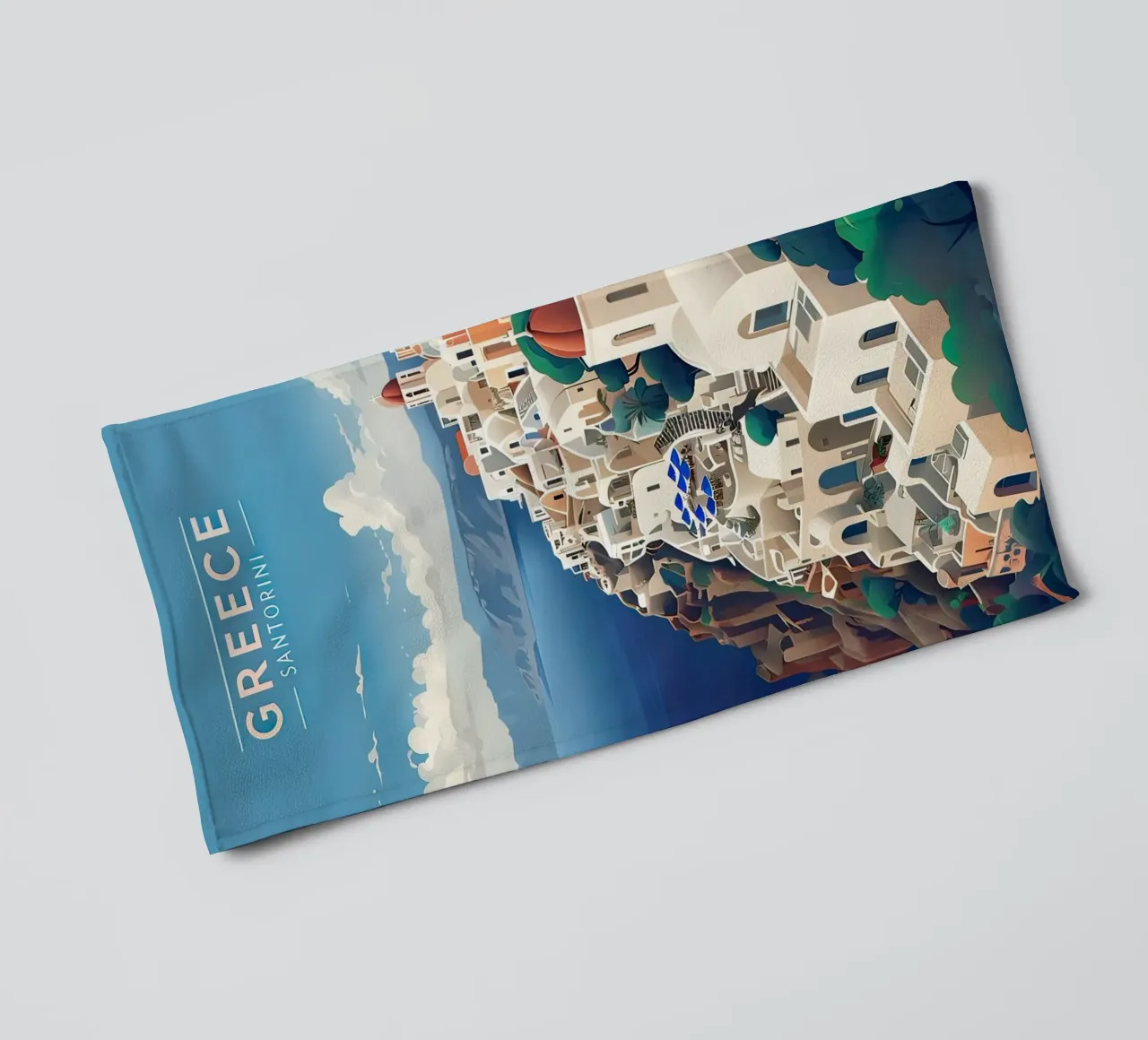 Greece santorini poster asciugamano da bagno da 🎁 ARTVI-SHOP