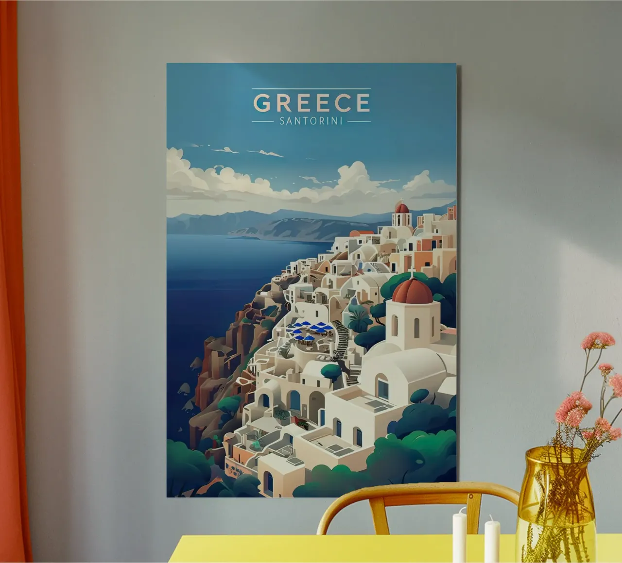 Greece santorini poster alluminio dibond da 🎁 ARTVI-SHOP