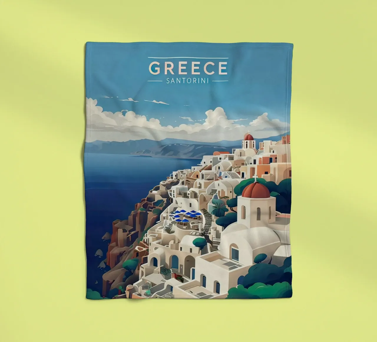 Greece santorini poster coperta in pile da 🎁 ARTVI-SHOP