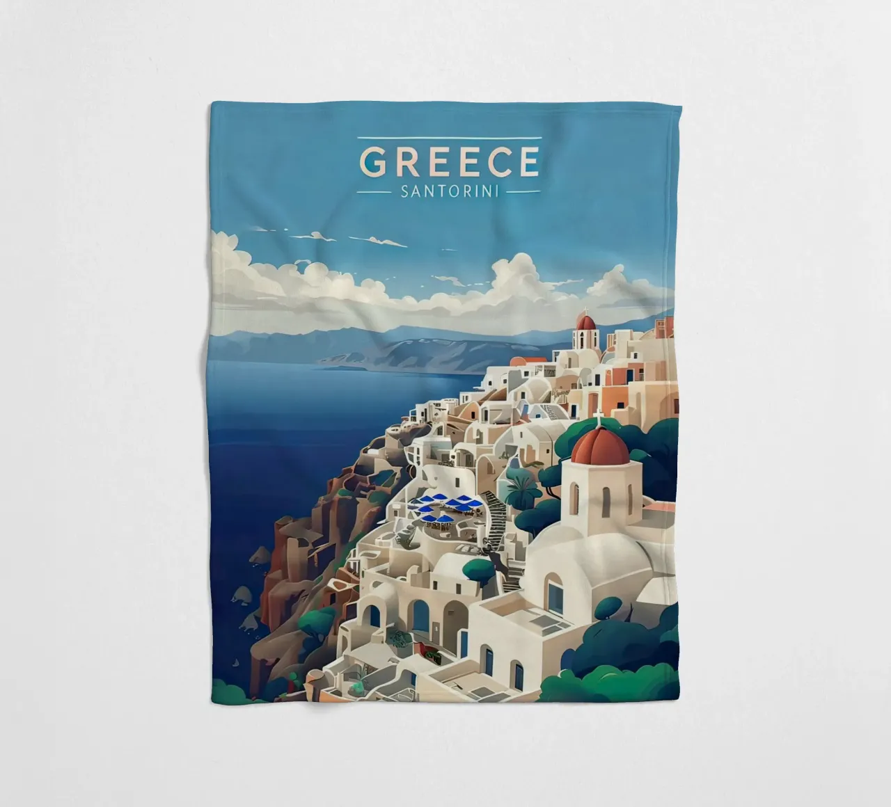 Greece santorini poster coperta in pile da 🎁 ARTVI-SHOP