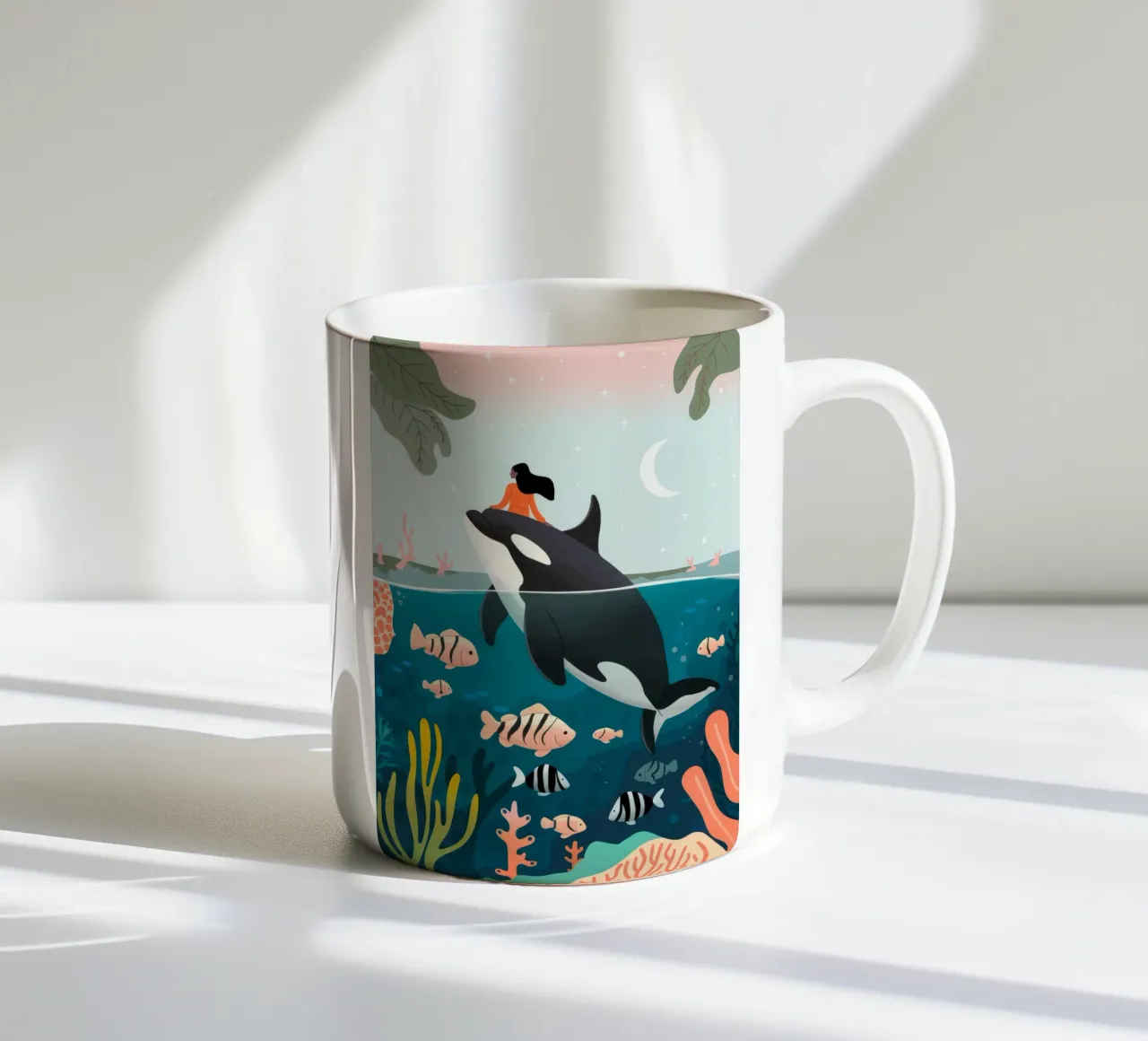 Scena di vita subacquea tazza in ceramica da Emery Kate