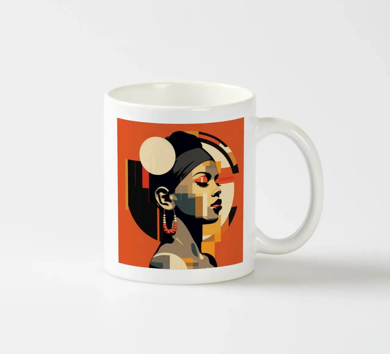 Abstract Bauhaus Ethiopian Woman ceramic mug by Artful Muse