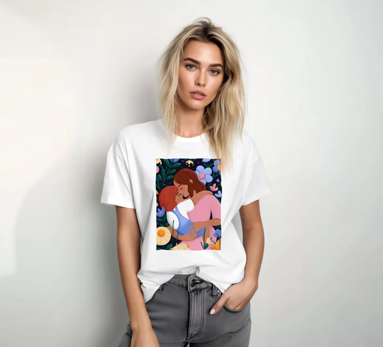Bloemen omhelzen liefde t-shirt van Emery Kate