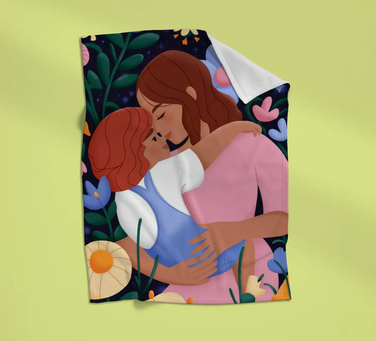 Floral Embrace Love fleece blanket by Emery Kate