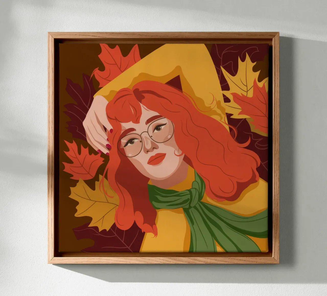 Herfstrood haar canvas met Baklijst van Emery Kate