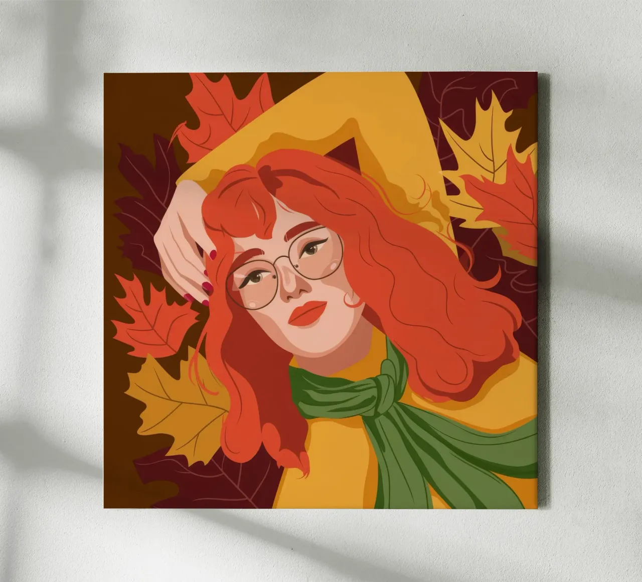 Herfstrood haar canvas met Baklijst van Emery Kate