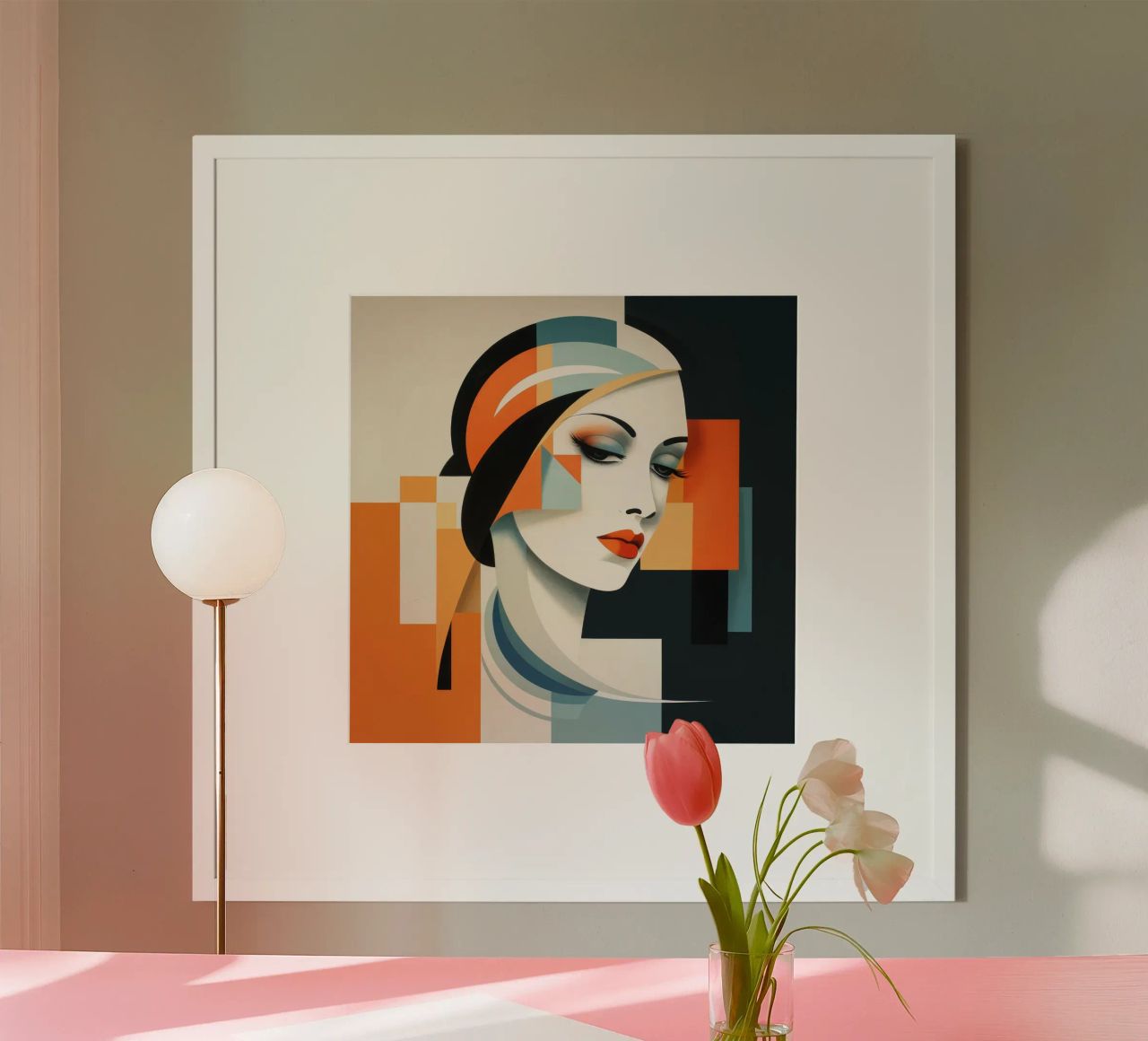 Abstracte Bauhaus Finse vrouw poster van Artful Muse
