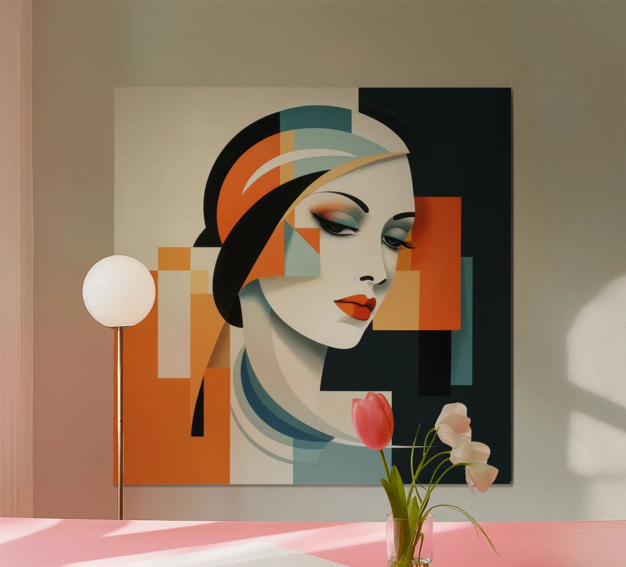 Abstracte Bauhaus Finse vrouw poster van Artful Muse