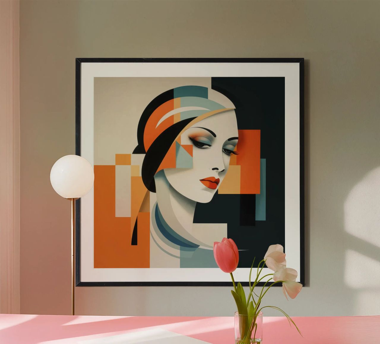Abstracte Bauhaus Finse vrouw poster van Artful Muse