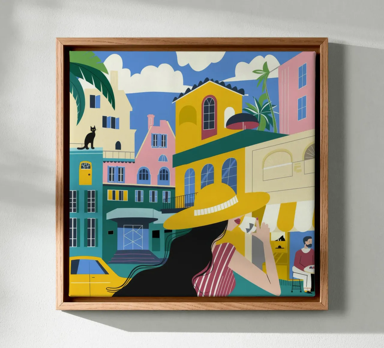Mediterraan stadszicht canvas met Baklijst van Emery Kate
