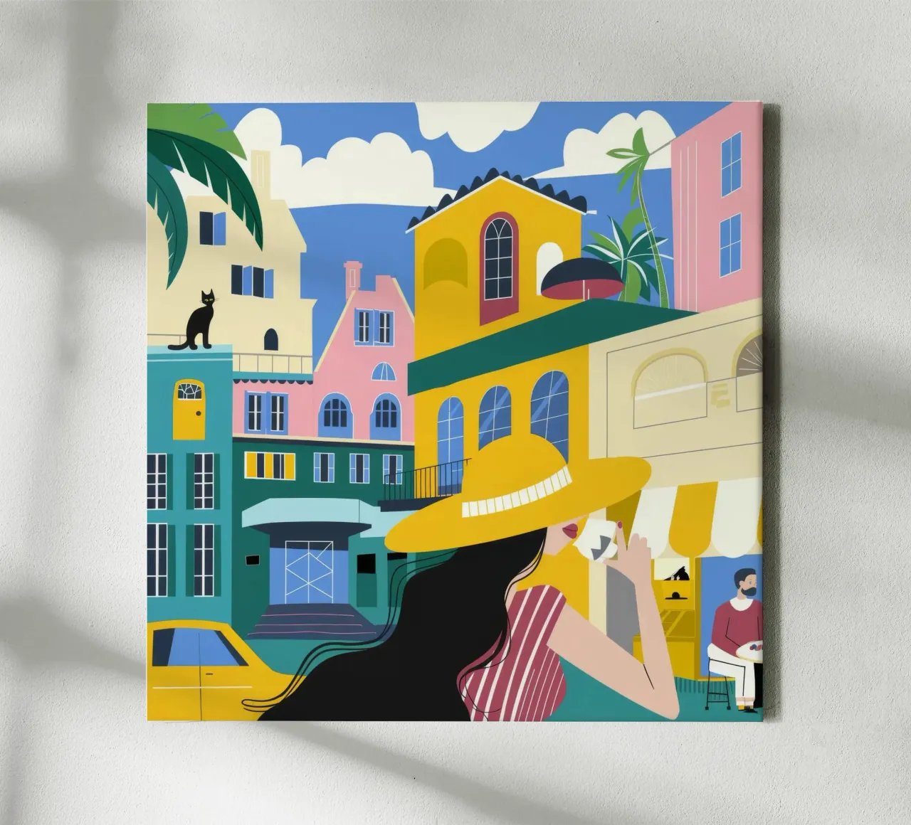 Mediterraan stadszicht canvas met Baklijst van Emery Kate