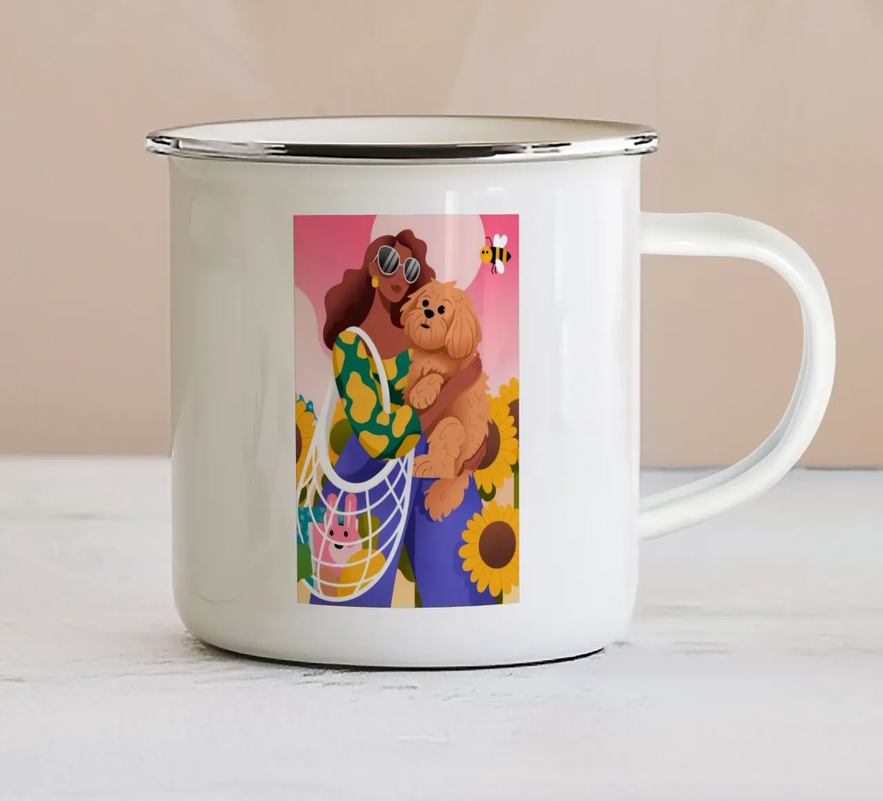 Girasole cucciolo soffice tazza in smalto da Emery Kate