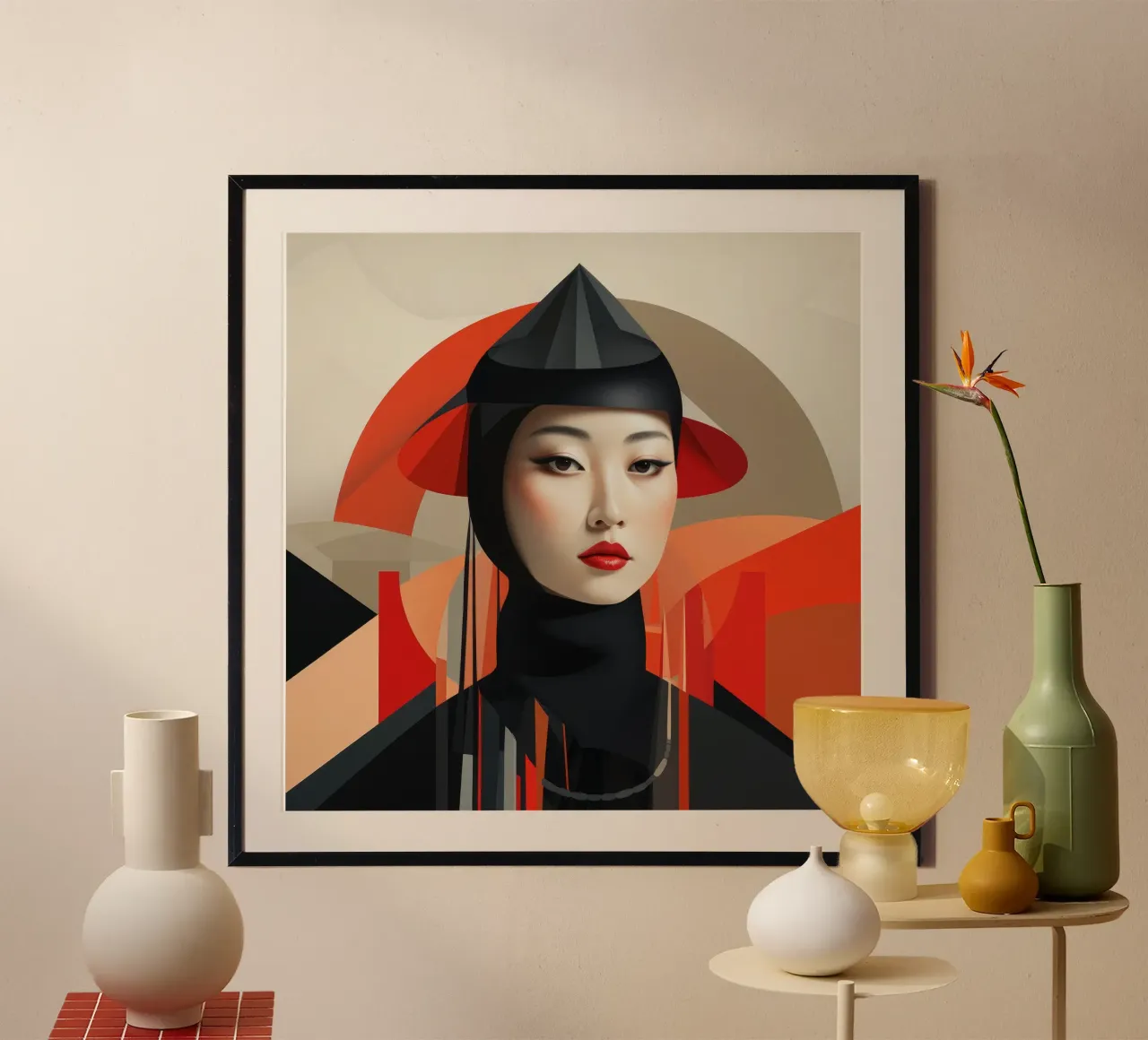 Donna mongola astratta Bauhaus poster da Artful Muse