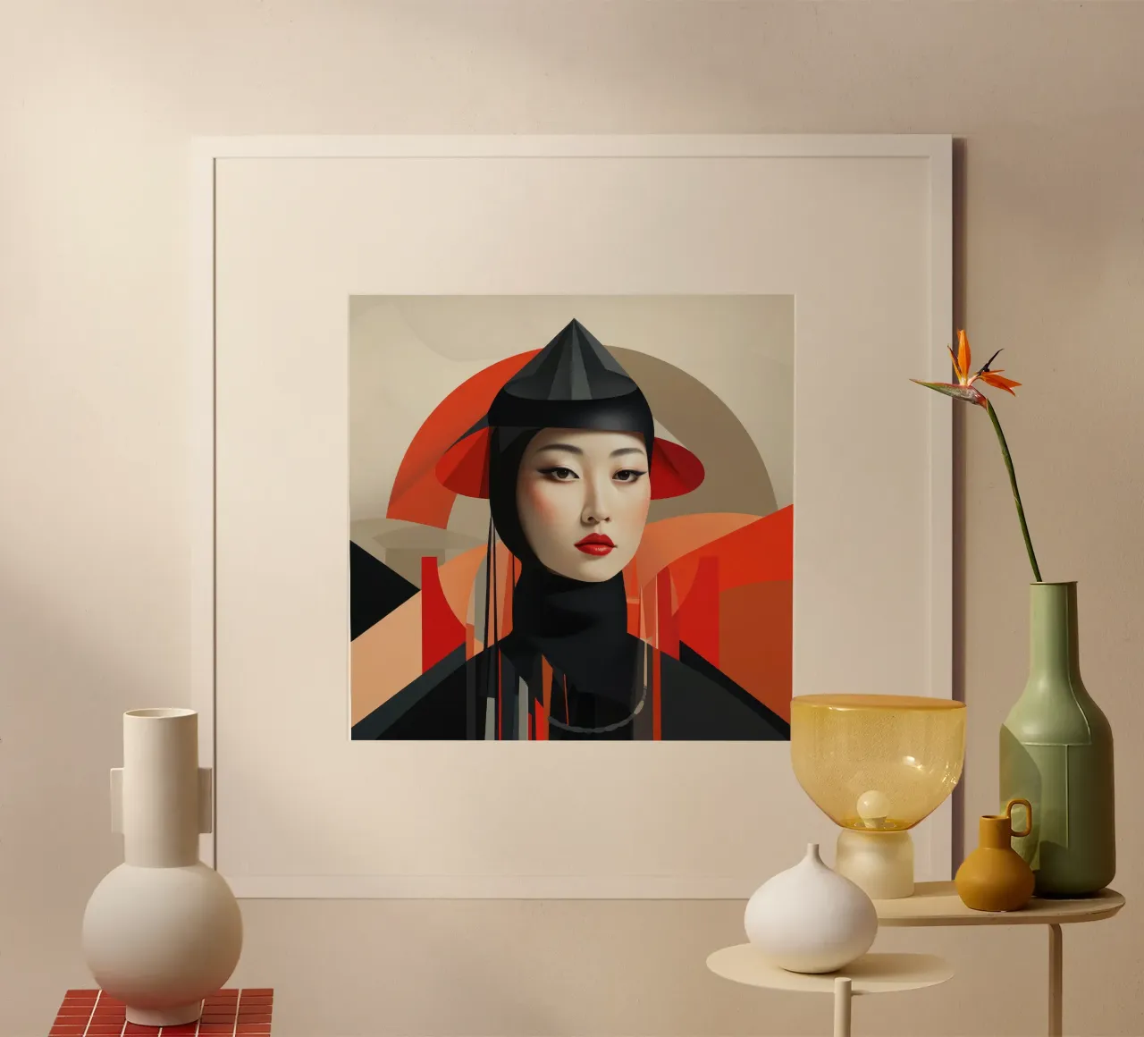 Donna mongola astratta Bauhaus poster da Artful Muse