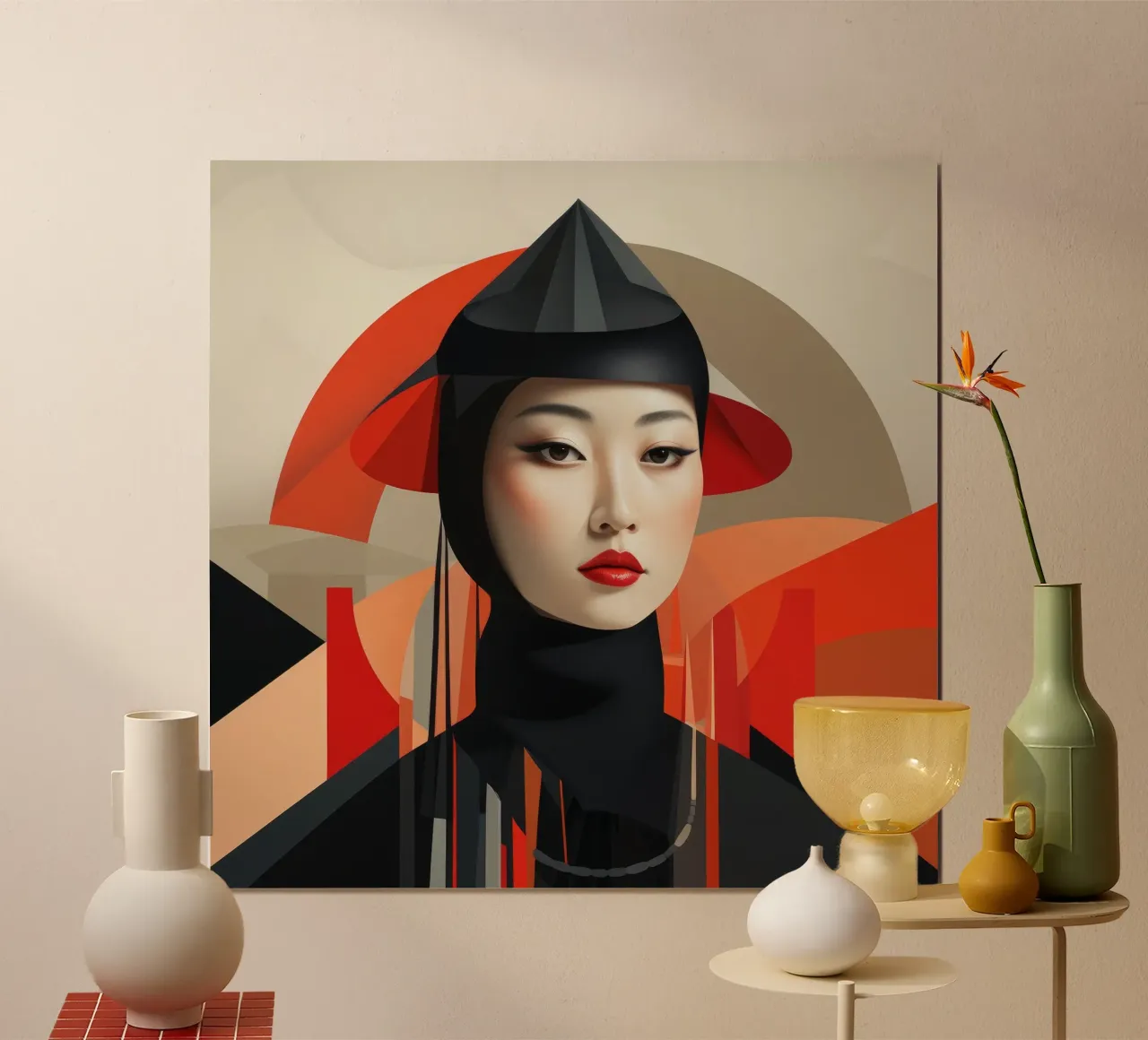 Donna mongola astratta Bauhaus poster da Artful Muse